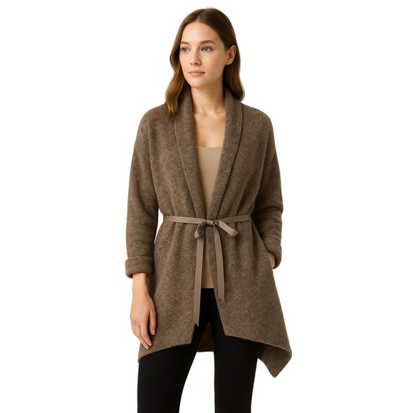 Anthropologie Moth Brown Belted Open Front Cardigan Sweater Made in Italy Sz M - Picture 1 of 10